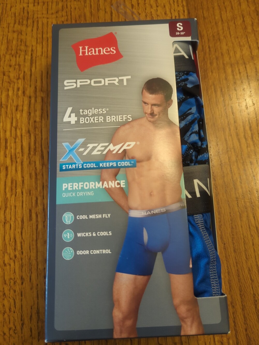 Hanes │Men's X-Temp Ultimate 4-Pk.Boxer Briefs │Size S │Blue, Red, Multi- Color
